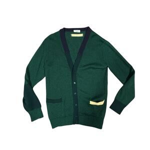 PAOLO PECORA 50% MOHAIR GREEN CARDIGAN SWEATER MEDIUM